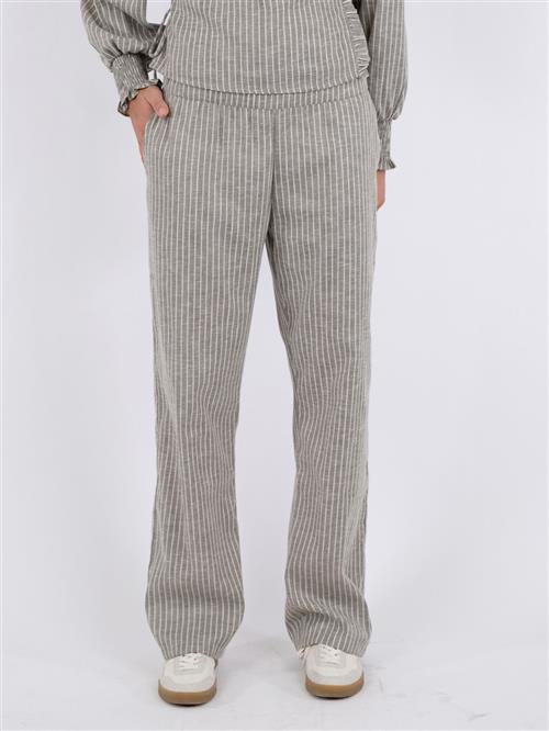 Se Neo Noir Astra Soft Stripe Pants Kvinde Smoke Green Bukser Med Lige Ben Str 34 - hos Magasin ved Magasin