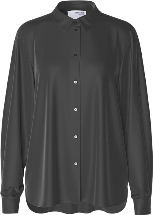 Selected Femme Slflenafranziska LS Shirt Noos Kvinde Volcanic Ash Langærmede Skjorter Str 42 - hos Magasin