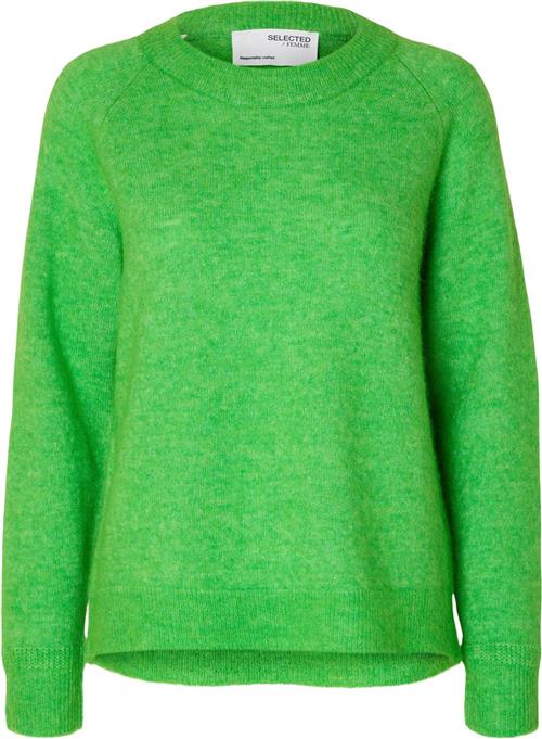 Selected Femme Slflulu LS Knit Oneck B Noos Kvinde Classic Green/melange Sweaters Str S - hos Magasin