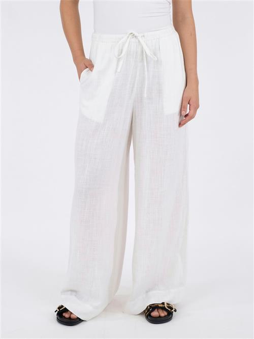 Neo Noir Lissabon Soft Linen Pants Kvinde White Bukser Med Brede Ben Str 34 - hos Magasin