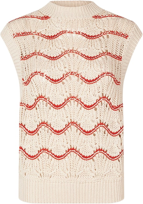 Stine Goya Sgasger, 2102 Heavy Crochet Kvinde Orange Waves Strikveste Str S - hos Magasin