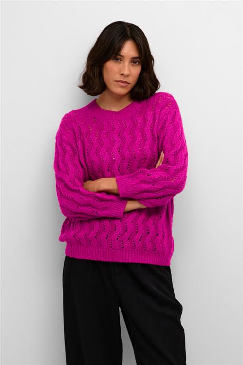 Kaffe Kalena Knit Pullover Kvinde Festival Fuchsia Sweaters Str S - hos Magasin