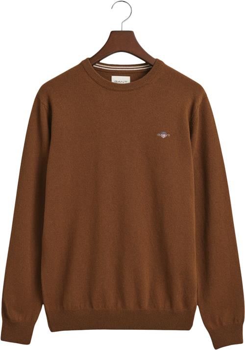 Se Gant Superfine Lambswool Cneck Mand Cacao Sweaters Str L - hos Magasin ved Magasin