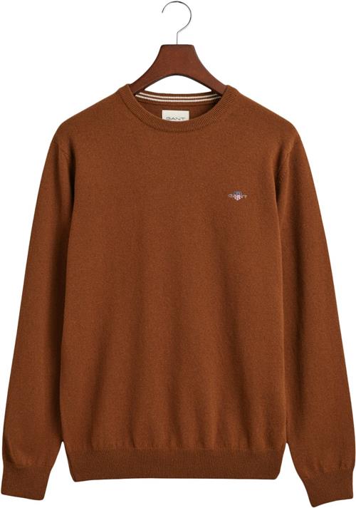 Se Gant Superfine Lambswool Cneck Mand Cacao Sweaters Str XXXL - hos Magasin ved Magasin