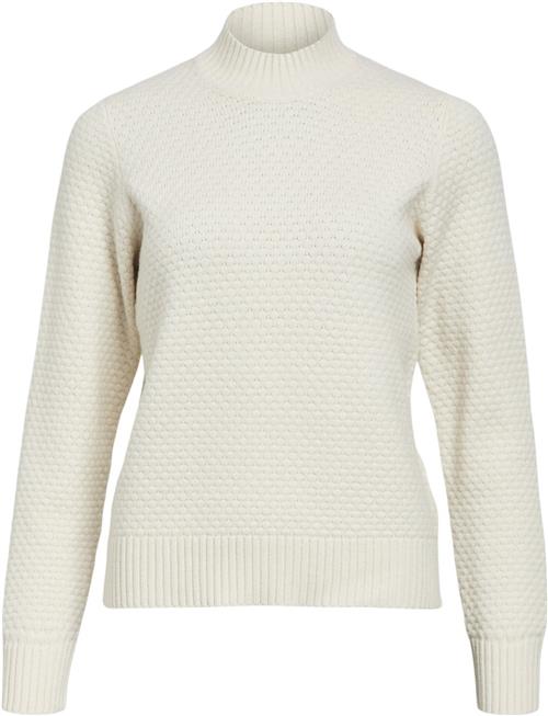 Se Object Objfenya RE L/S Knit Pullover Noos Kvinde White Sand/melange Toppe Regular Fit Str L - hos Magasin ved Magasin