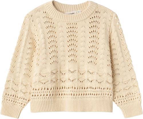 Lil' Atelier Nmflale LS Knit LIL Str 98 - Bleached Sand Strik hos Magasin