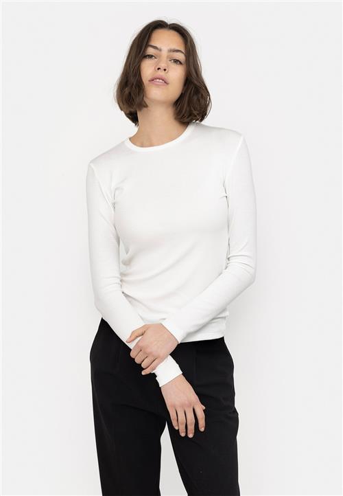 Soft Rebels Srfenja Oneck Top Kvinde Snow White Langærmede T-shirts Slim-fit Str XL - hos Magasin