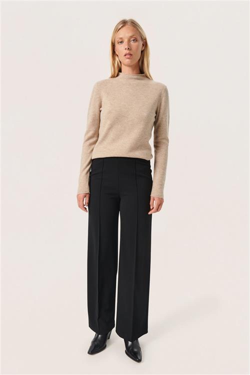 Soaked in Luxury Slbea Pants Kvinde Black Bukser Med Brede Ben Straight Fit Str M - hos Magasin