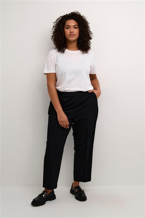 Kaffe Curve Kcsakira Cropped Pants Kvinde Black Deep Bukser Med Brede Ben Str 42 - hos Magasin