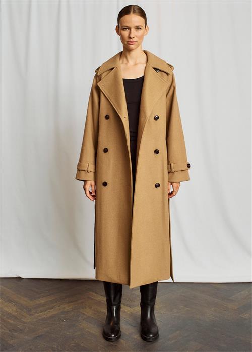 Bruun & Stengade BS Kaylee Coat Kvinde Camel Uldfrakker Str 44 - hos Magasin