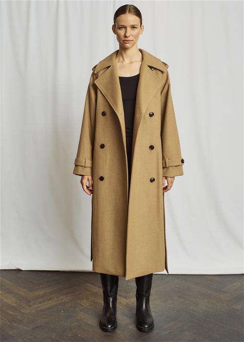 Bruun & Stengade BS Kaylee Coat Kvinde Camel Uldfrakker Str 34 - hos Magasin