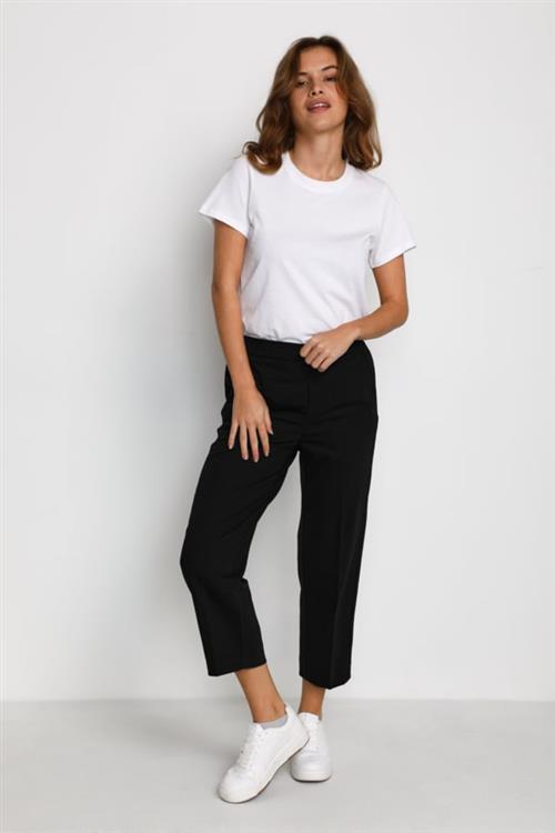 Se Kaffe Kasakura Cropped Pants Kvinde Black Deep Bukser Relaxed Fit Str 44 - hos Magasin ved Magasin