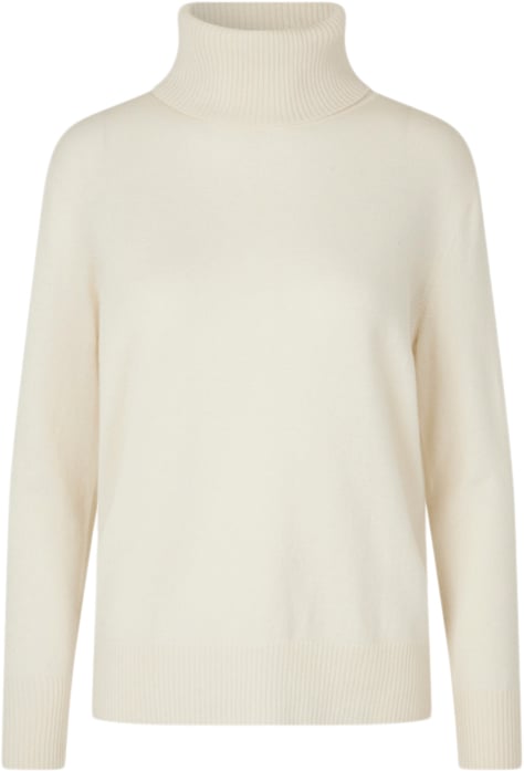 Rosemunde Wool & Cashmere Pullover Kvinde Hvid Rullekraver Str L Cashmere - hos Magasin