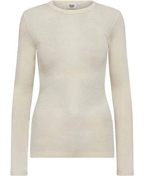 Magasin du Nord Collection Magasin Cilla 1 RWS Merino Wool Kvinde Cream Langærmede Bluser Str L Merino