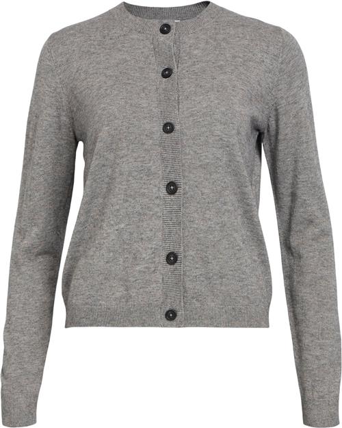 Se Object Objthess L/S Short Cardigan Noos Kvinde Medium Grey Melange Cardigans Str M - hos Magasin ved Magasin