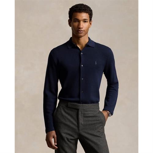 Polo Ralph Lauren 2/48 Merino WL Rwslsl-fuz Mand Blå Langærmede Poloer Str L Merino - hos Magasin