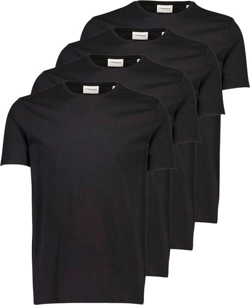 Lindbergh 4PK Basic tee S/S Mand Sort Kortærmede T-shirts Relaxed Fit Str XL - hos Magasin