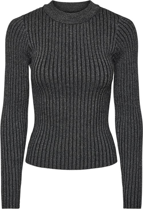 Se Pieces Pccrista LS Lurex Oneck Knit MM Kvinde Black/silver Lurex Langærmede Bluser Regular Fit Str L - hos Magasin ved Magasin