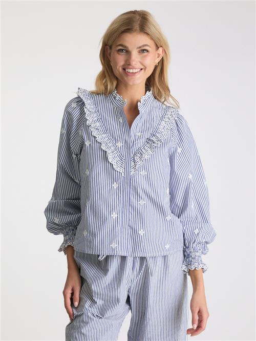 Se Neo Noir Degas Stripe Blouse Kvinde Blue Langærmede Bluser Str 44 - hos Magasin ved Magasin