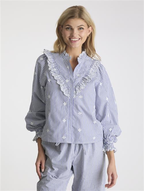 Se Neo Noir Degas Stripe Blouse Kvinde Blue Langærmede Bluser Str 36 - hos Magasin ved Magasin