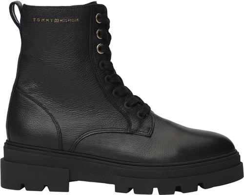 Tommy Hilfiger Bicolor Leather Laceup Kvinde Black Snørestøvler Str 39 - hos Magasin