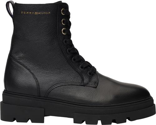 Tommy Hilfiger Bicolor Leather Laceup Kvinde Black Snørestøvler Str 37 - hos Magasin