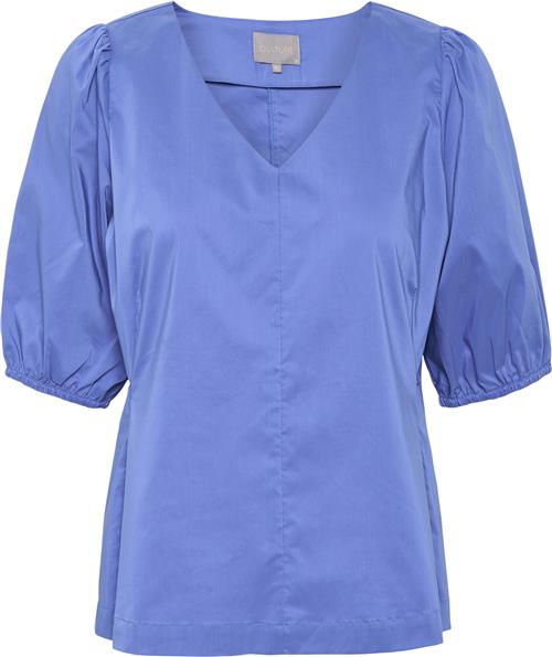 Culture Cuantoinett SS Blouse Kvinde Dazzling Blue Kortærmede Bluser Str XS - hos Magasin