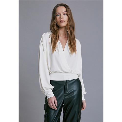 Se Minus Gasia Modal Wrap Blouse Kvinde Broken White Langærmede Bluser Str L - hos Magasin ved Magasin