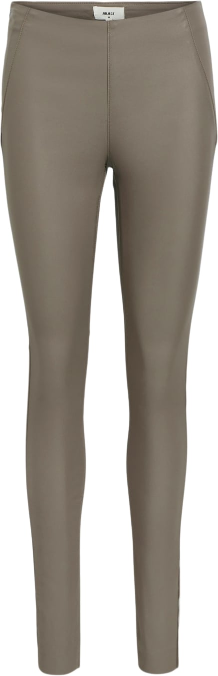 Se Object Objbelle MW Coated Leggings Noos Kvinde Morel/col Leggings Str 42 - hos Magasin ved Magasin