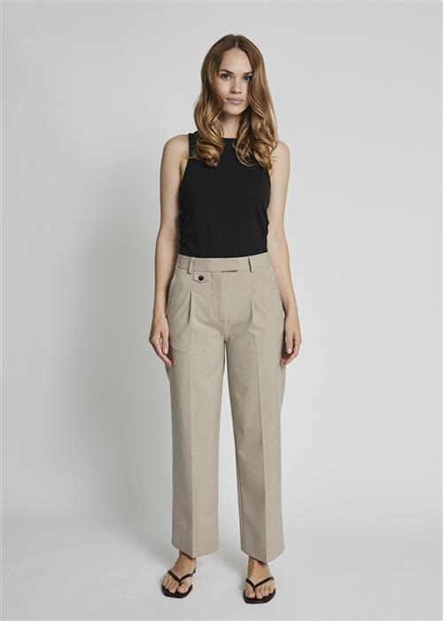 Bruun & Stengade BS Dagmar Pants Kvinde Sand Bukser Med Lige Ben Str 44 - Polyester hos Magasin