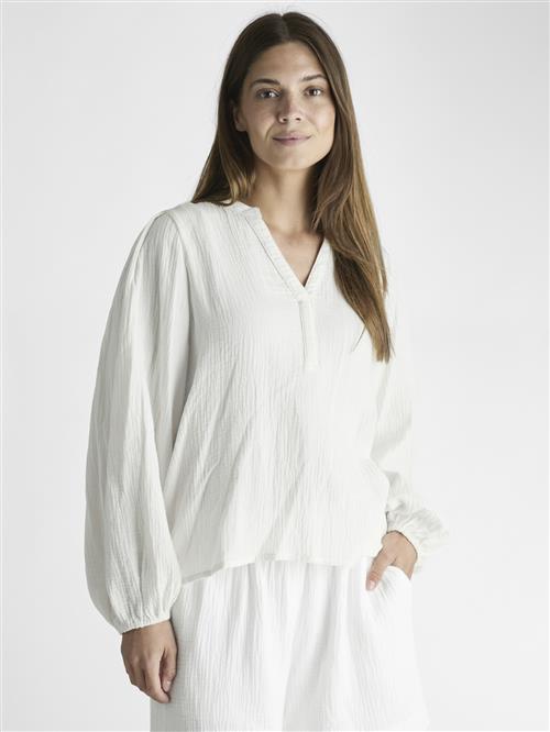 Se Neo Noir Mimmi Waffle Blouse Kvinde Off White Langærmede Bluser Str 44 - hos Magasin ved Magasin