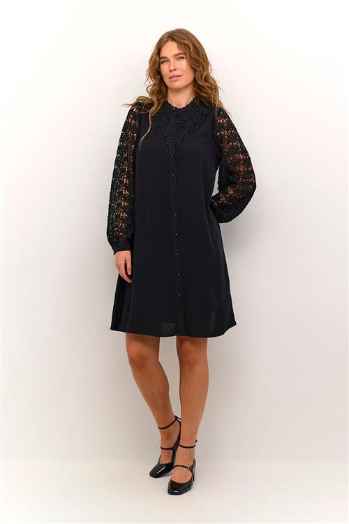 Culture Cubenton Lace Dress Kvinde Black Midi Kjoler Str XS - hos Magasin