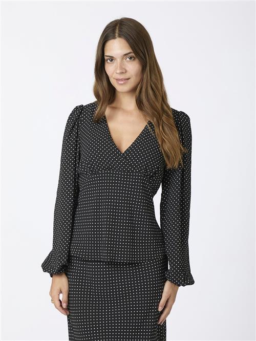 Neo Noir Jane Dot Blouse Kvinde Black Langærmede Bluser Str 34 - hos Magasin