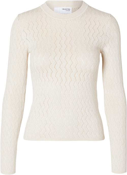 Selected Femme Slfcabala LS Knit Oneck Kvinde Birch Sweaters Tight Fit Str S - hos Magasin