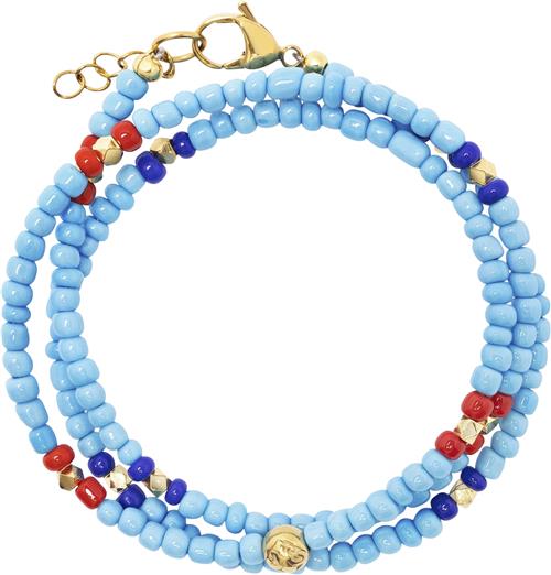 Nialaya The Mykonos Collection Vintage Turquoise, Red, and Blue Glass Bead M - Armbånd hos Magasin