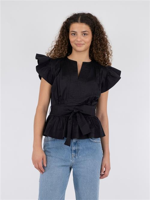 Se Neo Noir Dalia Cotton Satin Top Kvinde Black Toppe Str 42 - hos Magasin ved Magasin