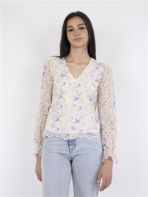 Neo Noir Candice Embroidery Blouse Kvinde Creme Langærmede Bluser Str 40 - hos Magasin