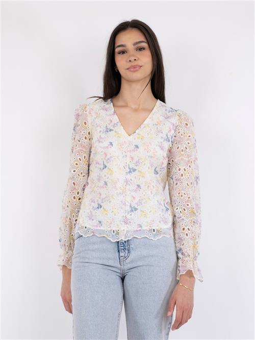 Se Neo Noir Candice Embroidery Blouse Kvinde Creme Langærmede Bluser Str 38 - hos Magasin ved Magasin