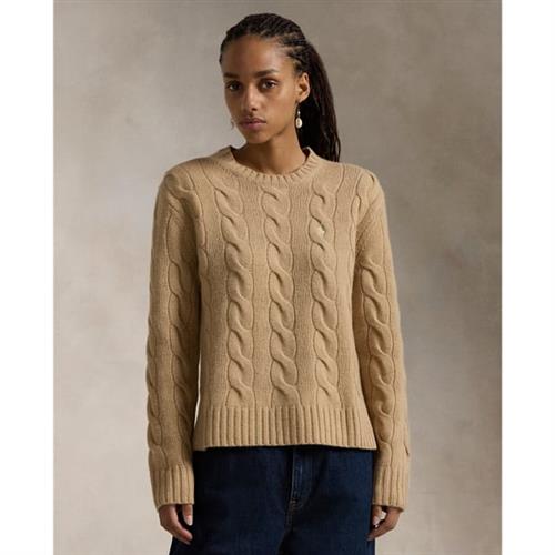 Polo Ralph Lauren Classic Fit Cable Woolcashmere Sweater Kvinde Camel Melange Sweaters Str L - hos Magasin