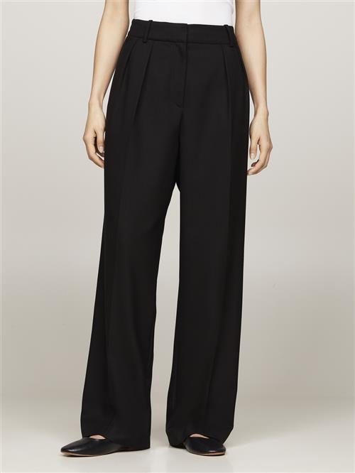 Tommy Hilfiger Core Relaxed Straight Pant Kvinde Black Bukser Med Lige Ben Str 38 - hos Magasin