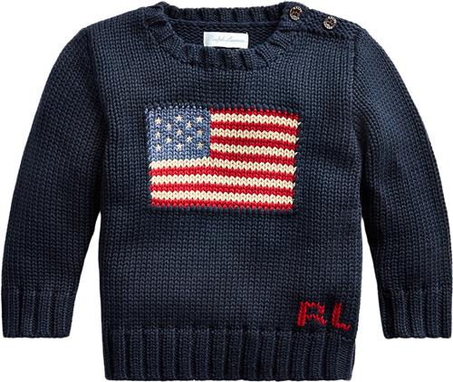 Polo Ralph Lauren Combed Cottonflag CN Swtr-tp-swt Str 18 mdr / 80 cm - Blå Strik hos Magasin