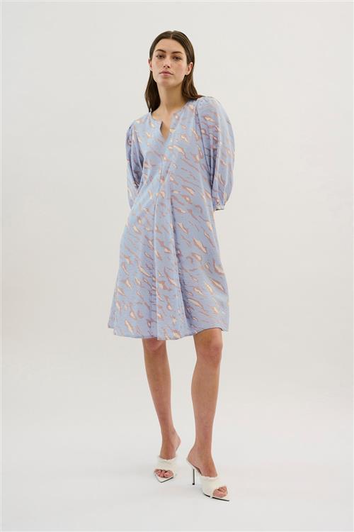 Karen by Simonsen Kbpassion Indie Dress Kvinde Palmer Aop Dusty Blue Midi Kjoler Str 40 - hos Magasin