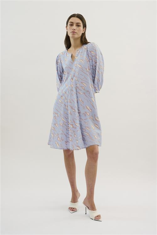 Karen by Simonsen Kbpassion Indie Dress Kvinde Palmer Aop Dusty Blue Midi Kjoler Str 38 - hos Magasin