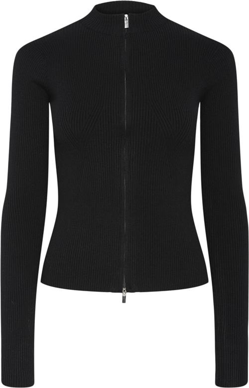 Se Pieces Pccrista LS ZIP Knit Cardigan Noos Kvinde Sort Cardigans Str XL - hos Magasin ved Magasin