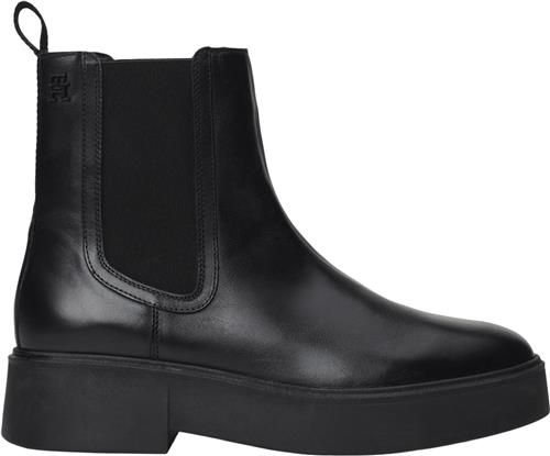 Tommy Hilfiger Minimal Leather Chelsea Logotape Kvinde Black Chelsea Boots Str 41 - hos Magasin