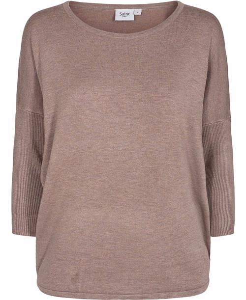 Saint Tropez A2561, Milasz Rneck Pullover Kvinde Atmos Melange Sweaters Casual Fit Str S - hos Magasin