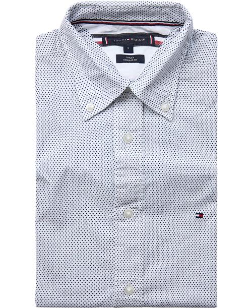 Tommy Hilfiger Core Flex Mini GEO PRT RF Shirt Mand White / Carbon Navy Langærmede Skjorter Str S - Bomuld hos Magasin