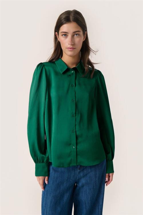 Soaked in Luxury Slparis Shirt LS Kvinde Rain Forest Langærmede Skjorter Classic Fit Str XS - hos Magasin