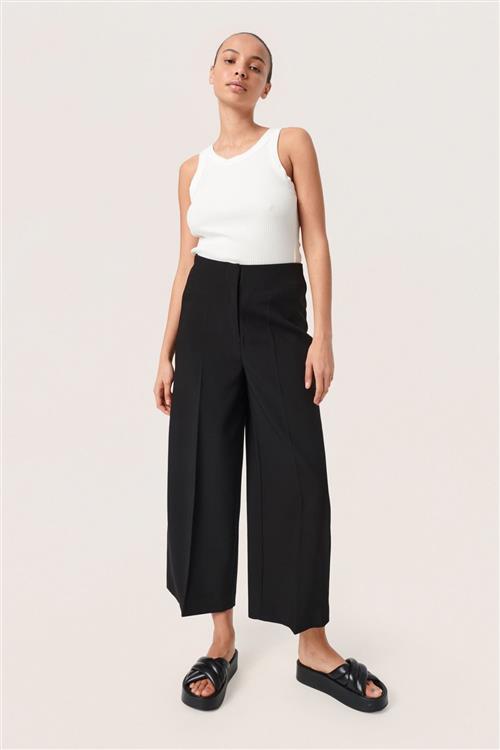 Soaked in Luxury Slcorinne Wide Pants Kvinde Black Bukser Med Brede Ben Regular Fit Str L - hos Magasin