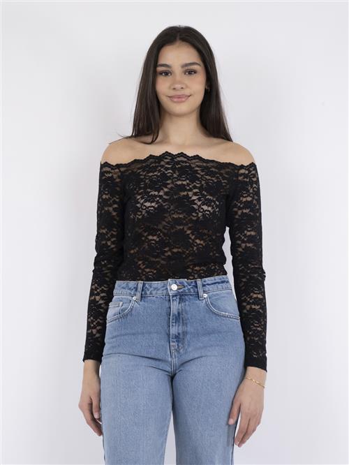 Se Neo Noir Casadi Lace Flower Blouse Kvinde Black Toppe Str 42 - hos Magasin ved Magasin